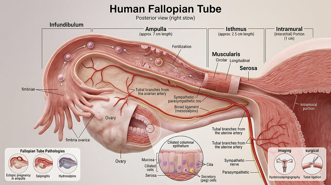 3D Photorealistic Complete Human Fallopian Tube Anatomy with Infundibulum Ampulla Isthmus and Intramural Portions