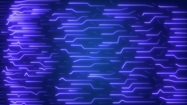 Neon blue circuit board patterns pulsing through digital network grid creating futuristic motion graphics background video clip suitable for cybersecurity and technology tech.