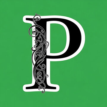 Large Letter P with Ornate Design.