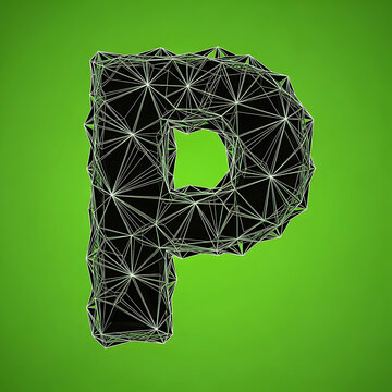Large letter P made of lines.