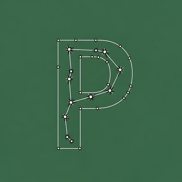 Large letter P with nodes.