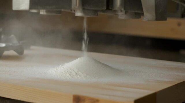 Flour settling on a work surface