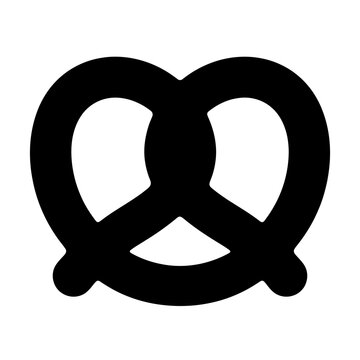 Minimalist pretzel icon in black, simple vector graphic symbol for bakery branding, menu design, and food app interface