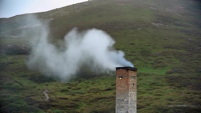Smoke drifting from a lime kiln