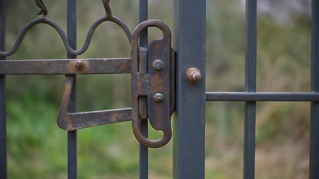 Metal gate swinging on its hinge