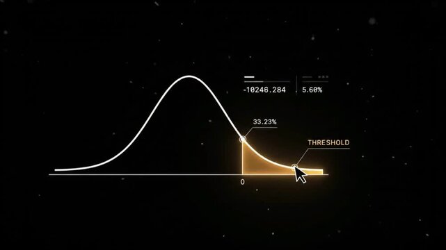 Futuristic Digital Gaussian Bell Curve Data Visualization Value at Risk, Financial Risk Analysis with Volatility Distribution