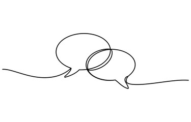 Obraz premium Continuous single line drawing of two speech bubbles representing communication and dialogue Vector, illustration