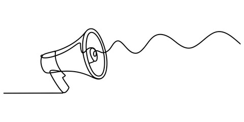 Obraz premium Continuous single line drawing of a megaphone making announcement