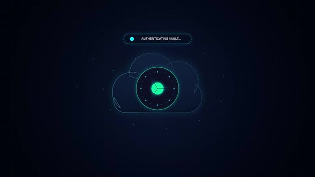 Digital Cloud Storage Authentication and Security Verification Animation