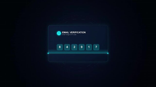 Email Verification Security Code Input Interface with Access Granted Animation
