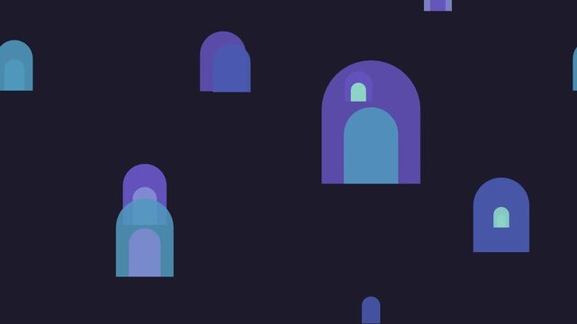 Vibrant multicolor boho arch motion background seamless loop animation