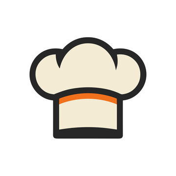 Chef hat icon with orange band isolated on transparent background