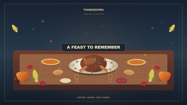 Thanksgiving Celebration Animated Background with Fall Harvest and Decorative Elements