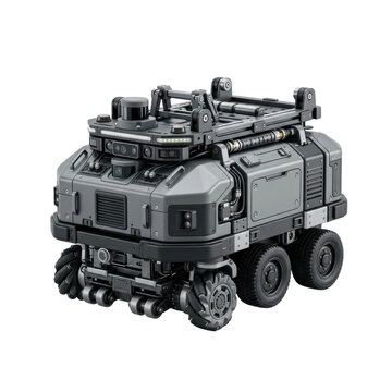 Advanced Robotic Unmanned Ground Vehicle (UGV) 3D Render. Future Technology, Security  Surveillance.