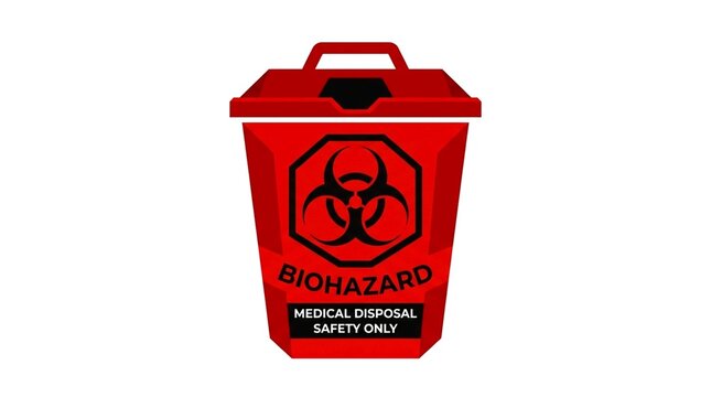 Medical biohazard waste bin vector icon.