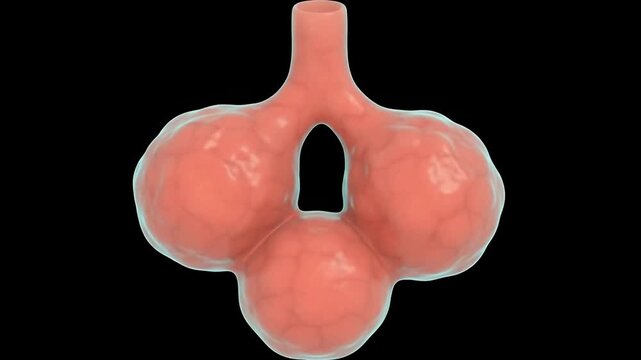 Continuous Alveolar Cluster Breathing Mechanics and Elastic Recoil Loop