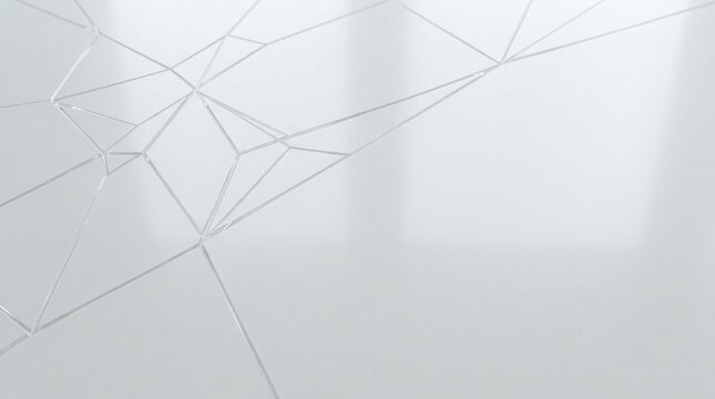 A white surface fractures into a complex network of intersecting lines, creating a shattered effect.