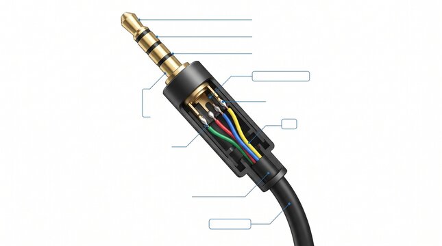 Technical illustration showing internal audio cable wiring.