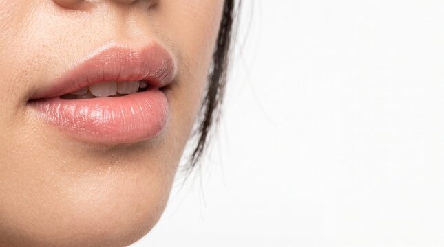 Aesthetic Dermatology Concept Showing Plump Hydrated Lips After Lip Filler Augmentation Treatment