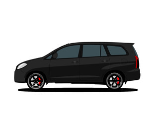Obraz premium Black MPV Car Side View Illustration with Custom Wheels