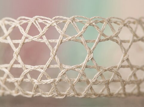 Abstract woven white mesh pattern with geometric lines