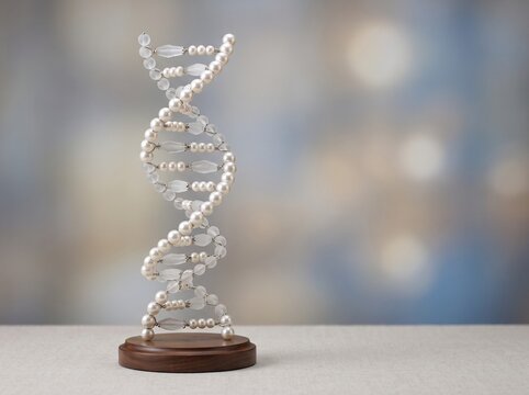 Decorative dna helix model made of pearls and glass beads