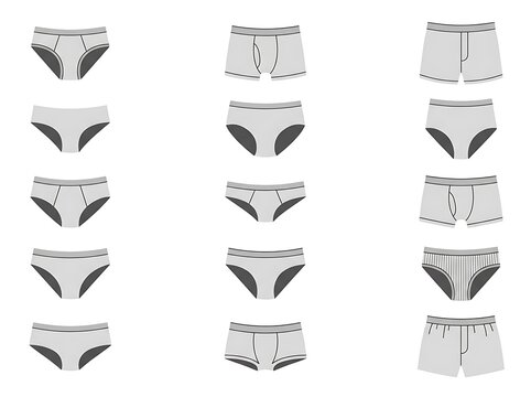 Set of various men underwear styles and types