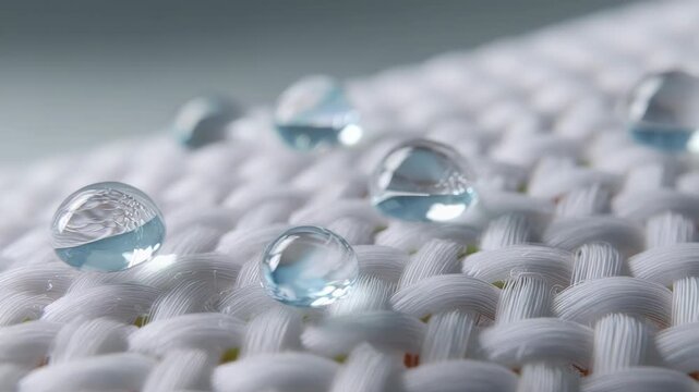 Close-up of glass marble balls on white textured fabric background vibrant macro shot