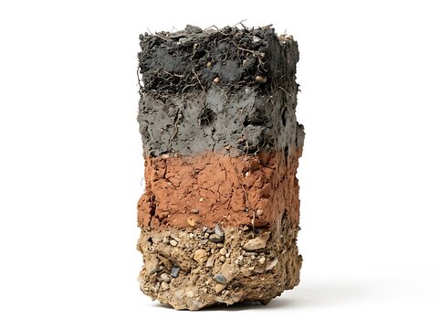 Cross section of soil layers showing earth and ground dirt