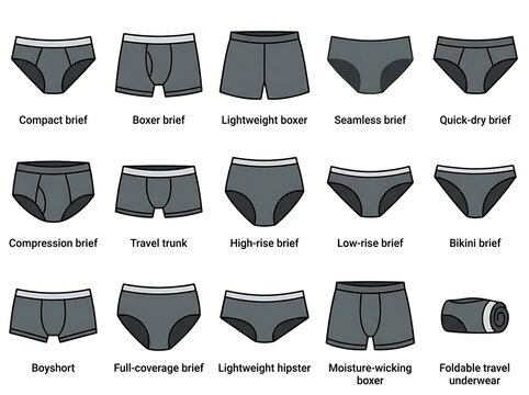 Set of various men underwear styles and types icons