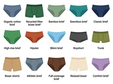 Set of various men and women underwear styles icons