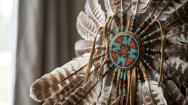 Indigenous Feather Headdress Ornament Detail