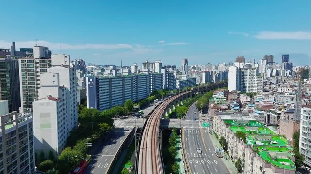 Aerial View of Guro Digital Complex and Urban Business District in Seoul, South Korea