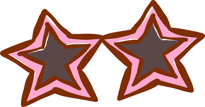 Decorative Star Shaped Sunglasses Hand Drawn Illustration