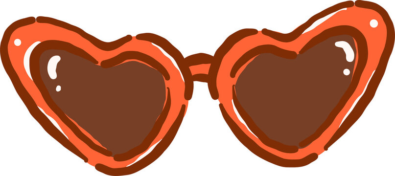 Decorative Retro Heart Shaped Sunglasses Hand Drawn Illustration