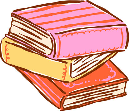 Handdrawn Illustration of Stacked Book s
