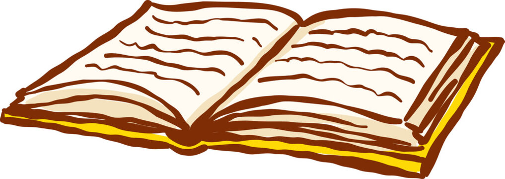 Hand Drawn  Retro Open Book Illustration