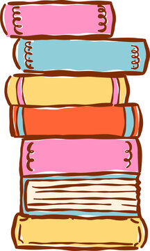 Retro Girly Stack of Colorful Books Hand drawn