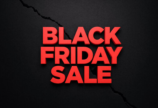 Bold red black friday sale text on dark cracked background design