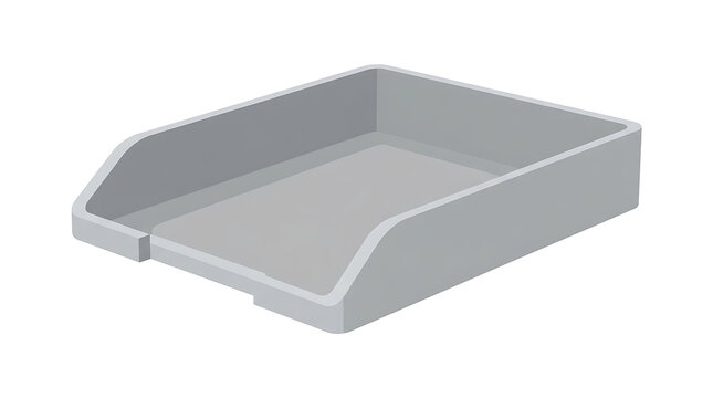 Empty Gray Desk Tray for Document Organization in Modern Office Setting for Business Productivity Vector