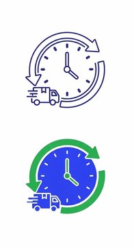 Fast delivery service icon, 24/7 logistics, time efficiency, on-time shipping, speedy transport symbol.