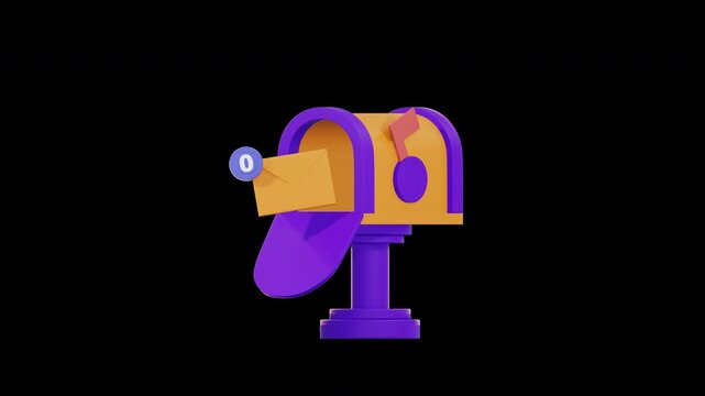 3D Animated Empty Mailbox Icon with Zero Notification