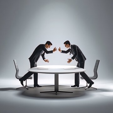 3D Render Paper Cutout Style Business Team Conflict and Corporate Disagreement