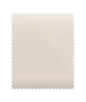 Postage stamp template featuring a decorative perforated border and central circle.