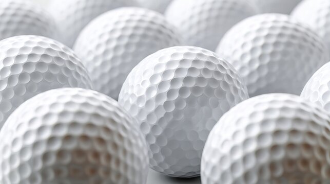 dimple. Multiple golf balls arranged in a detailed pattern on a white surface. product launch decks, UI/UX mockups, designed for data visualization dashboards and holographic UIs.