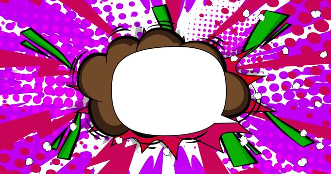 Cartoon background animation, comic book backdrop video. Retro comics pop art design.