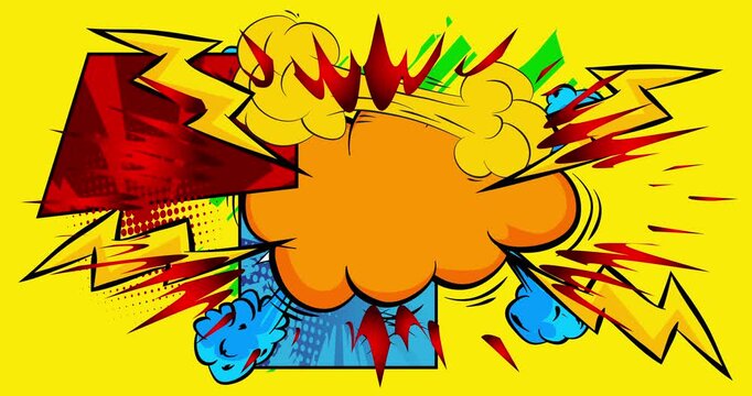 Cartoon background animation, comic book backdrop video. Retro comics pop art design.