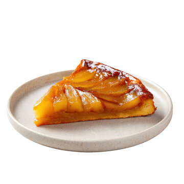 Slice of Tarte Tatin on a Ceramic Plate