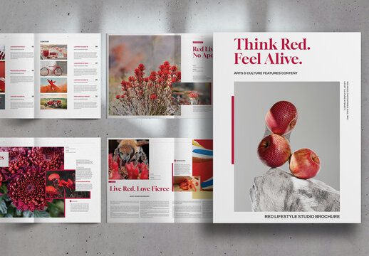 Red and White Arts Culture Editorial Brochure Layout