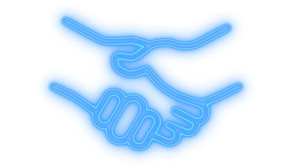 Glowing neon handshake icon isolated on transparent background. Business agreement symbol. Partnership contract deal. Cooperation hands gesture. Trust sign © mominulim
